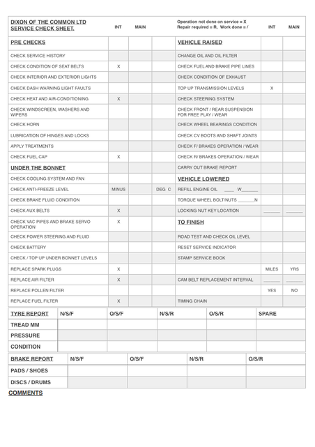 service sheet pic